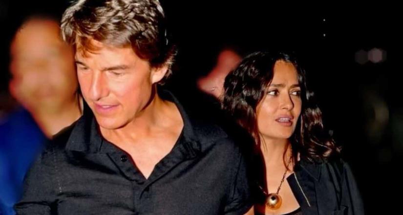 Salma Hayek sale a cenar con Tom Cruise y causan caos en restaurante